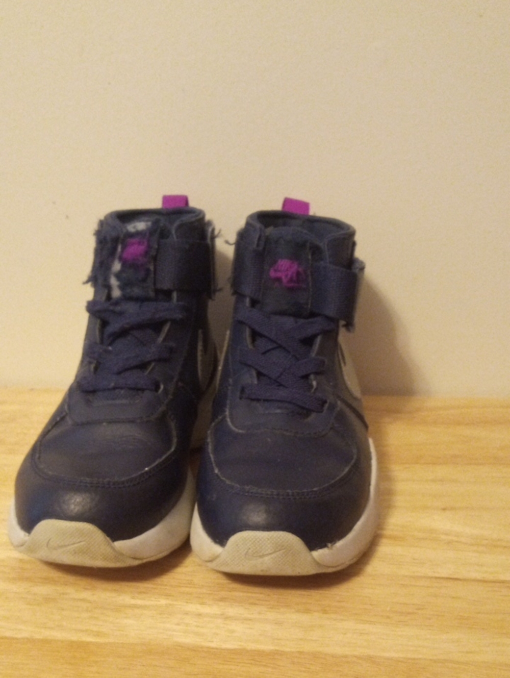 Nike Kids Navy and Purple High-Top Sneakers with White Soles